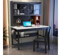 IUBGFTO Mesa de Estudio para Estudiantes Moderna con cajones y Escritorio, estación de Trabajo con estantería para el hogar y la Oficina (Negro, 39 Pulgadas)