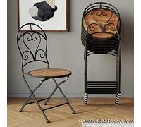 IUBGFTO Mesa y Silla Plegables, sillas de Acero al Carbono con Tapa de Madera, Muebles de Exterior, taburetes de bistró para Junto a la Piscina, cafetería, Porche, Bar Elegante (sillas Negras)
