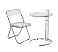 IUBGFTO Mesas y sillas para Exteriores Juego de Patio de bistró de jardín acrílico, Muebles Plegables para Interiores o Exteriores de 2 Piezas, 1 Silla y 1 Mesa para balcón, terraza