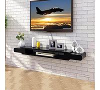 IUBGFTO Mueble de TV montado en la Pared, Unidad de Entretenimiento de Montaje en Pared, apartamento pequeño, Dormitorio Simple, Estante de Pared de Fondo para Colgar en la Pared (Negro 110 cm)