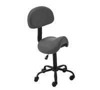 IUBGFTO Silla de Montar de 16 7/8-20 7/8 Pulgadas de Altura Ajustable, Taburete, Soporte Lumbar, Silla de SPA de Cuero, Silla giratoria ergonómica para Tienda/hogar/Oficina (Negro con Respaldo)