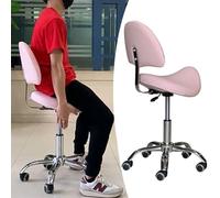 IUBGFTO Silla de Montar Rosa con Respaldo, Taburete ergonómico con Asiento rodante Ajustable, Silla de salón giratoria y elevadora para odontología, Oficina, Belleza, Laboratorio