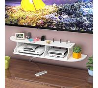 IUBGFTO Soporte para TV, Estante de Pared, Estante Flotante, Estante Multifuncional para decodificador, Sala de Estar, Dormitorio, gabinete de Pared (Blanco 97x22x15cm)