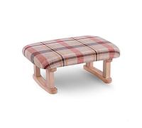 IUBGFTO Taburete otomano de Madera, Taburete de sofá Suave de algodón y Lino Transpirable, otomano Cuadrado, reposapiés bajo, Bonito y Sencillo, para Taburete de Zapatos de Escoba (Rejilla roja)