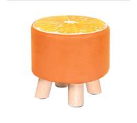 IUBGFTO Taburete otomano Reposapiés de Madera Maciza Patrón Sofá de Tela Reposapiés otomano Taburete Cambiador de Zapatos Taburete bajo de Madera Maciza Silla Taburete para Zapatos (Naranja)