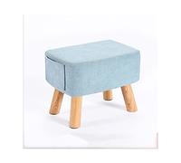 IUBGFTO Taburete otomano Reposapiés de Madera Maciza y reposapiés pequeño otomano, Banco para Cambiar Zapatos, sofá bajo, Silla, reposapiés para Sala de Estar, Taburete para Zapatos (Azul pequeño)