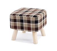 IUBGFTO Taburete otomano Taburete de Madera Maciza Taburete de celosía a Rayas Reposapiés de Madera Simple otomano Cambio de Zapatos Taburete Sala de Estar Dormitorio Taburete para Zapatos (marrón)