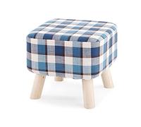 IUBGFTO Taburete otomano Taburete de Madera Maciza Taburete de celosía a Rayas Reposapiés de Madera Simple otomano Cambio de Zapatos Taburete Sala de Estar Dormitorio Taburete para Zapatos (Azul)