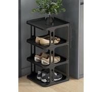 IUBGFTO Zapatero apilable, Zapatero Estrecho, Organizador Vertical de Zapatos, estantes apilables para Zapatos para Pasillo, Entrada, Puerta, Dormitorio, apilamiento Libre (Negro 4F)