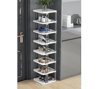 IUBGFTO Zapatero apilable, Zapatero Estrecho, Organizador Vertical de Zapatos, estantes apilables para Pasillo, Entrada, Dormitorio, apilamiento Libre (Gris y Blanco 8F)