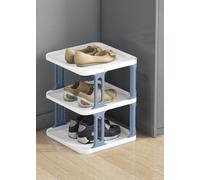 IUBGFTO Zapatero apilable, Zapatero Estrecho, Organizador Vertical de Zapatos, estantes apilables para Pasillo, Entrada, Dormitorio, apilamiento Libre (Azul y Blanco 3F)