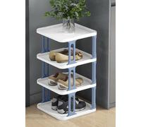 IUBGFTO Zapatero apilable, Zapatero Estrecho, Organizador Vertical de Zapatos, estantes apilables para Pasillo, Entrada, Dormitorio, apilamiento Libre (Azul y Blanco 4F)