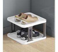 IUBGFTO Zapatero apilable, Zapatero Estrecho, Organizador Vertical de Zapatos, estantes apilables para Pasillo, Entrada, Dormitorio, apilamiento Libre (Gris y Blanco 2F)