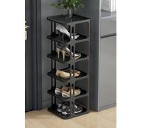 IUBGFTO Zapatero apilable, Zapatero Estrecho, Organizador Vertical de Zapatos, estantes apilables para Pasillo, Entrada, Dormitorio, apilamiento Libre (Negro 6F)