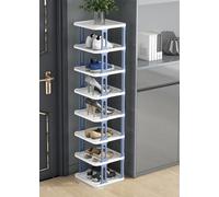 IUBGFTO Zapatero apilable, Zapatero Estrecho, Organizador Vertical de Zapatos, estantes apilables para Pasillo, Entrada, Dormitorio, apilamiento Libre (Azul y Blanco 8F)