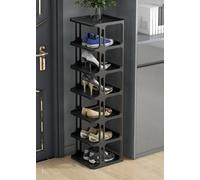 IUBGFTO Zapatero apilable, Zapatero Estrecho, Organizador Vertical de Zapatos, estantes apilables para Pasillo, Entrada, Dormitorio, apilamiento Libre (Negro 7F)
