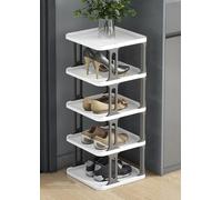 IUBGFTO Zapatero apilable, Zapatero Estrecho, Organizador Vertical de Zapatos, estantes apilables para Pasillo, Entrada, Dormitorio, apilamiento Libre (Gris y Blanco 5F)