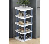 IUBGFTO Zapatero apilable, Zapatero Estrecho, Organizador Vertical de Zapatos, estantes apilables para Pasillo, Entrada, Dormitorio, apilamiento Libre (Azul y Blanco 5F)