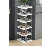 IUBGFTO Zapatero apilable, Zapatero Estrecho, Organizador Vertical de Zapatos, estantes apilables para Pasillo, Entrada, Dormitorio, apilamiento Libre (Gris y Blanco 6F)