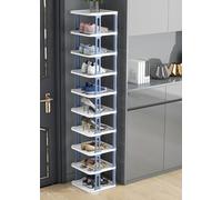 IUBGFTO Zapatero apilable, Zapatero Estrecho, Organizador Vertical de Zapatos, estantes apilables para Pasillo, Entrada, Dormitorio, apilamiento Libre (Azul y Blanco 10F)