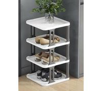 IUBGFTO Zapatero apilable, Zapatero Estrecho, Organizador Vertical de Zapatos, estantes apilables para Pasillo, Entrada, Dormitorio, apilamiento Libre (Gris y Blanco 4F)