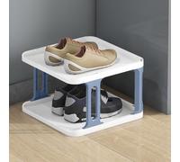 IUBGFTO Zapatero apilable, Zapatero Estrecho, Organizador Vertical de Zapatos, estantes apilables para Pasillo, Entrada, Dormitorio, apilamiento Libre (Azul y Blanco 2F)