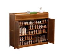 IUBGFTO Zapatero con Puerta abatible, Zapatero de bambú, Zapatero de Madera de 5/6/7 Niveles para Entrada, Ahorra Espacio, fácil de Montar, para Armario, Pasillo, Dormitorio (100 cm)