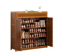 IUBGFTO Zapatero con Puerta abatible, Zapatero de bambú, Zapatero de Madera de 5/6/7 Niveles para Entrada, Ahorra Espacio, fácil de Montar, para Armario, Pasillo, Dormitorio (115 cm)
