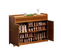 IUBGFTO Zapatero con Puerta abatible, Zapatero de bambú, Zapatero de Madera de 5/6/7 Niveles para Entrada, Ahorra Espacio, fácil de Montar, para Armario, Pasillo, Dormitorio (85 cm)