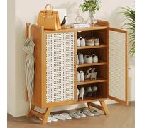 IUBGFTO Zapatero de bambú, Moderno Zapatero con estantes Ajustables, Zapatero Independiente de 5/7 Niveles con Puertas, para Sala de Estar, Pasillo, Entrada (A 88 cm)
