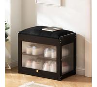 IUBGFTO Zapatero de bambú para Entrada, Pasillo, Dormitorio, Entrada (Negro, 50 x 32 x 43 cm)