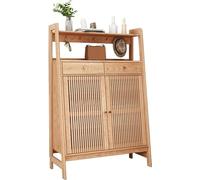 IUBGFTO Zapatero de Madera con estantes Ajustables, Mueble de Almacenamiento con 2 Puertas y cajones, Zapatero Independiente para Entrada/Pasillo, Organizador de Zapatos (A 120 cm)