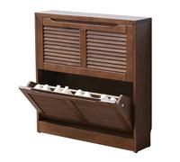 IUBGFTO Zapatero de Madera Maciza con contraventanas, Zapatero de Pasillo, Armario Organizador de Almacenamiento, Estante para Zapatos para Pasillo, Entrada Interior y Exterior, Nogal (A)