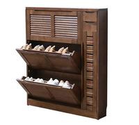 IUBGFTO Zapatero de Madera Maciza con contraventanas, Zapatero de Pasillo, Armario Organizador de Almacenamiento, Estante para Zapatos para Pasillo, Entrada Interior y Exterior, Nogal (D)