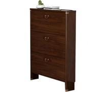 IUBGFTO Zapatero de Madera Maciza con Puertas abatibles, Organizador de Zapatos con Tirador Delicado, Estante para Zapatos de 3 Capas, Organizador de Zapatos Ultrafino (Ancho 24 cm)