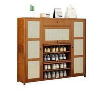 IUBGFTO Zapatero de ratán con cajón, Zapatero de bambú con Puertas, Organizador de Zapatos para 12-28 Pares, fácil de Montar, para Entrada, Dormitorio, Pasillo, Sala de Estar (B 135cm)