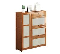 IUBGFTO Zapatero de ratán con cajón, Zapatero de bambú con Puertas, Organizador de Zapatos para 12-28 Pares, fácil de Montar, para Entrada, Dormitorio, Pasillo, Sala de Estar (B 100cm)