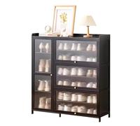 IUBGFTO Zapatero de ratán de bambú con Puertas, Organizador de Zapatos Independiente, Moderno y Estrecho, Ahorra Espacio, para Tacones, Botas, Pasillo de Entrada, Color Negro (A 100 x 110 cm)
