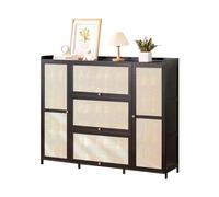 IUBGFTO Zapatero de ratán de bambú con Puertas, Organizador de Zapatos Independiente, Moderno y Estrecho, Ahorra Espacio, para Tacones, Botas, Pasillo de Entrada, Color Negro (B 135 x 110 cm)