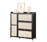 IUBGFTO Zapatero de ratán de bambú con Puertas, Organizador de Zapatos Independiente, Moderno y Estrecho, Ahorra Espacio, para Tacones, Botas, Pasillo de Entrada, Color Negro (B 100 x 110 cm)