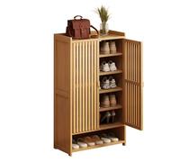 IUBGFTO Zapatero Organizador con Puertas, Zapatero de bambú para 18-42 Pares, Zapatero de Gran Capacidad, para Zapatillas de Cuero, Zapatos de tacón Alto (B 7 Niveles ~ 60 cm)