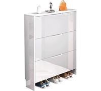 IUBGFTO Zapatero Ultrafino con 3 Puertas abatibles, Organizador de 3 Niveles para Zapatos, Armario de Almacenamiento para Zapatillas, Sandalias, Pantuflas, Organizador de Zapatos (50 cm/20 Pulgadas)