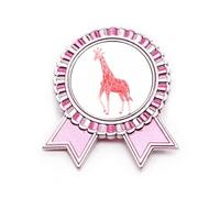 IUCN - Broche de jirafa roja con animales en peligro de extinción, medalla de premio ganador rosa, Medium, Metal