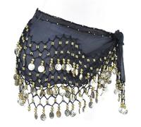 IUDWCG 1 Pcs Cinturón de danza del vientre para mujer, pañuelo para danza del vientre,pañuelo de gasa para cadera,pañuelo para danza del vientre,falda pañuelo para cintura de danza del vientre (negro)