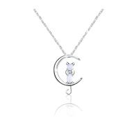 IUDWCG 1 Pcs collar con colgante de gato de cristal para mujer, collares delicados para mujer, collar de cadena de plata con clavícula de diamante brillante para mujer, joyería de moda - Love Cats
