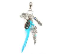 IUDWCG 1 Pcs Llavero Atrapasueños Llavero Plumas Piedras Preciosas Llavero Metal Estilo Bohemio Regalo para Chicas y Señoras Parejas (Azul)