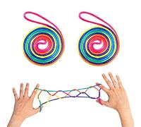 IUDWCG 2 Pcs Cuerda arco iris, juegos de dedos con cuerdas, juegos de dedos, juegos de cuerdas flexibles para niños, juegos de dedos para niños a partir de 5 años, longitud 1,6 m