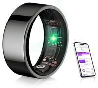 IUHFSIFS Smart Ring 7.Gen【Industria nº 1 - 0 Error de medición】 Anillo inteligente para mujer y hombre, para dormir, frecuencia cardíaca, SpO2, 200 modos para Android IOS Negro 10#
