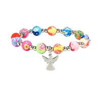 Iuhtrb Abalorio de cruz de plata brillante para primera comunión, con cuentas de rosa para reuniones, perlas de imitación, comunión, Angel diamonds, como se describe, como se describe