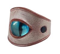 Iuhtrb Anillo de cuero ajustable hecho a mano con diseño de ojo malvado azul, accesorio unisex para uso casual o de fiesta, joyería con dije de personalidad